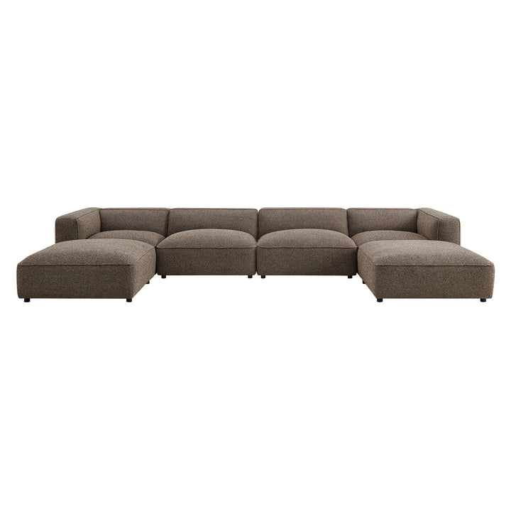 Auren 6 Piece Lattice Bouclé Upholstered Modular Sectional in Earth