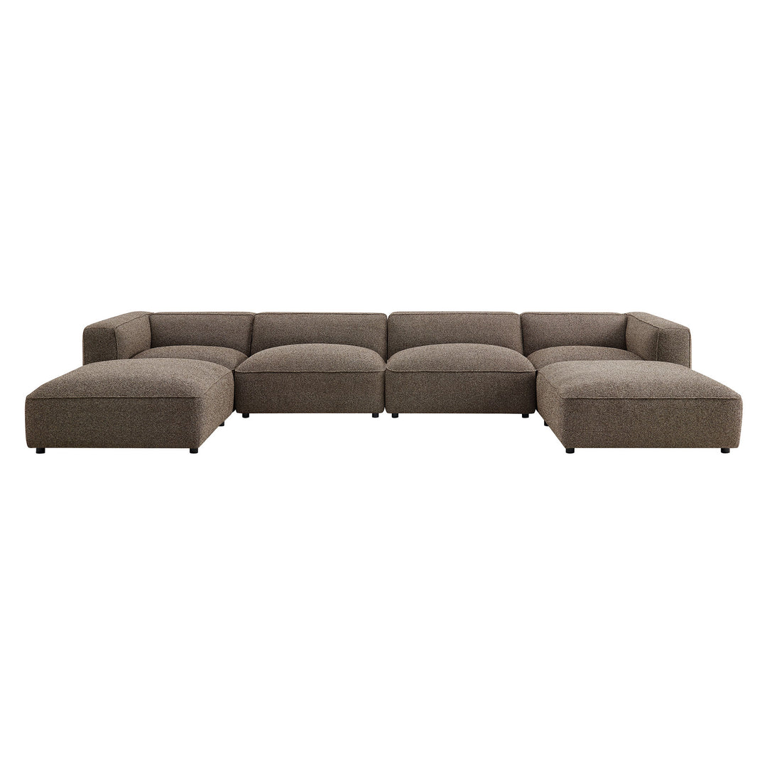 Auren 6 Piece Lattice Bouclé Upholstered Modular Sectional in Earth