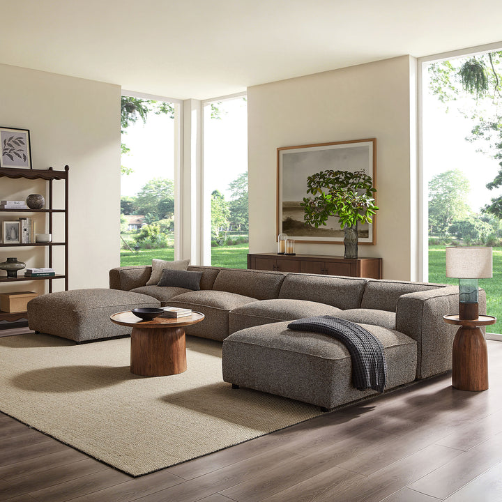 Auren 6 Piece Lattice Bouclé Upholstered Modular Sectional in Earth