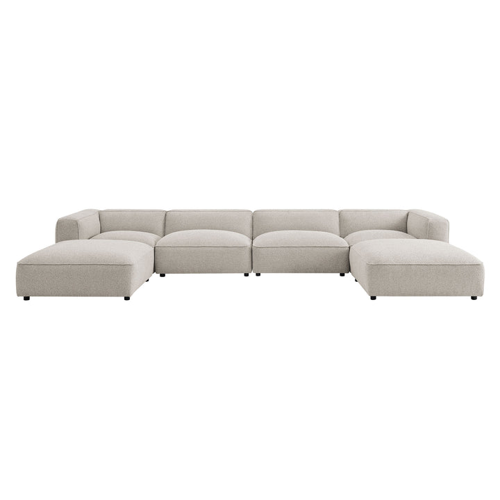 Auren 6 Piece Lattice Bouclé Upholstered Modular Sectional in Fog