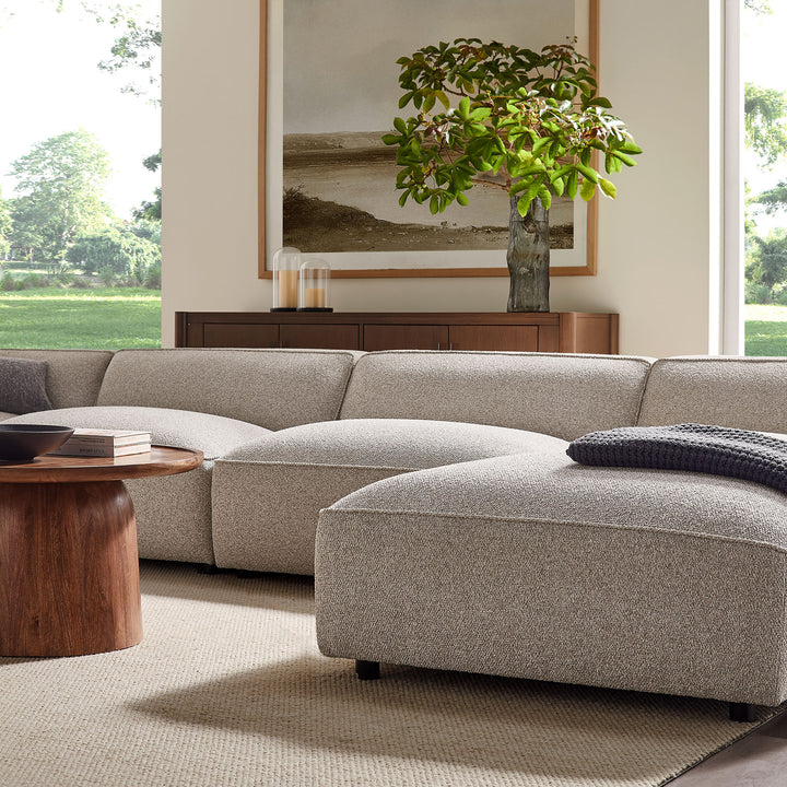 Auren 6 Piece Lattice Bouclé Upholstered Modular Sectional in Fog