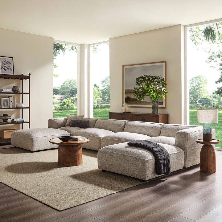 Auren 6 Piece Lattice Bouclé Upholstered Modular Sectional in Fog