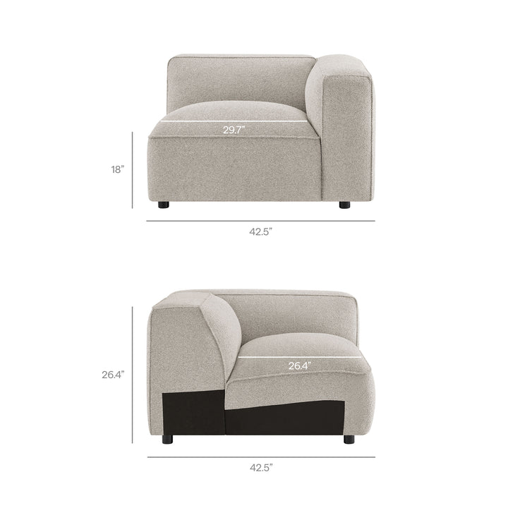 Auren 6 Piece Lattice Bouclé Upholstered Modular Sectional in Fog