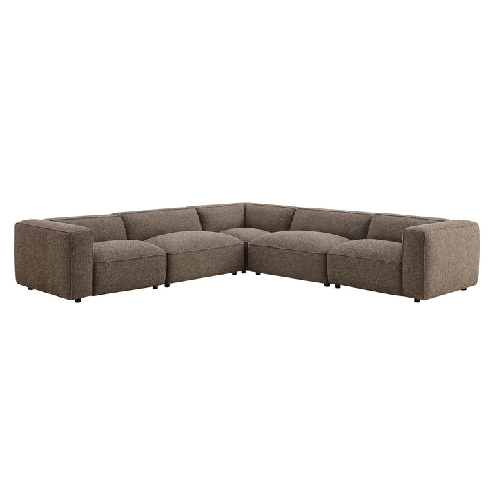 Auren 5 Piece Lattice Bouclé Upholstered Modular Corner Sectional in Earth