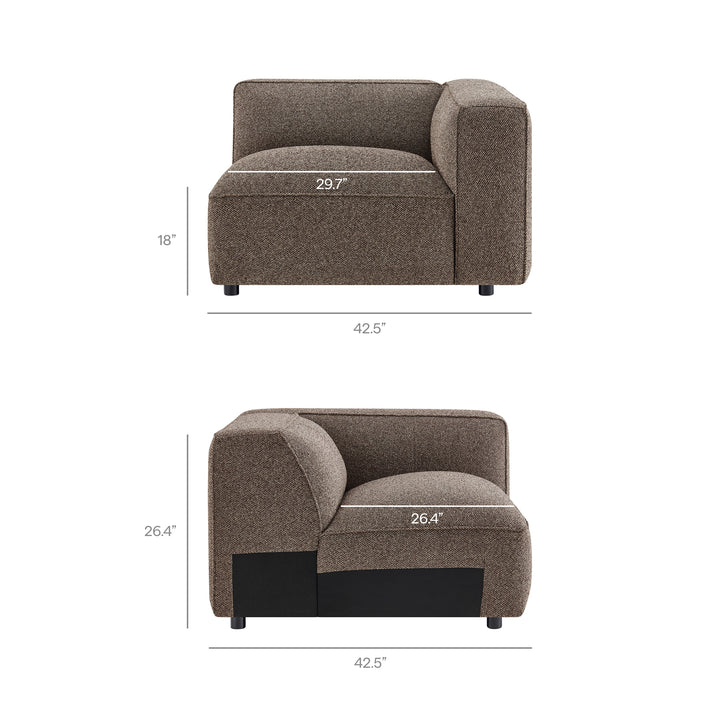 Auren 5 Piece Lattice Bouclé Upholstered Modular Corner Sectional in Earth