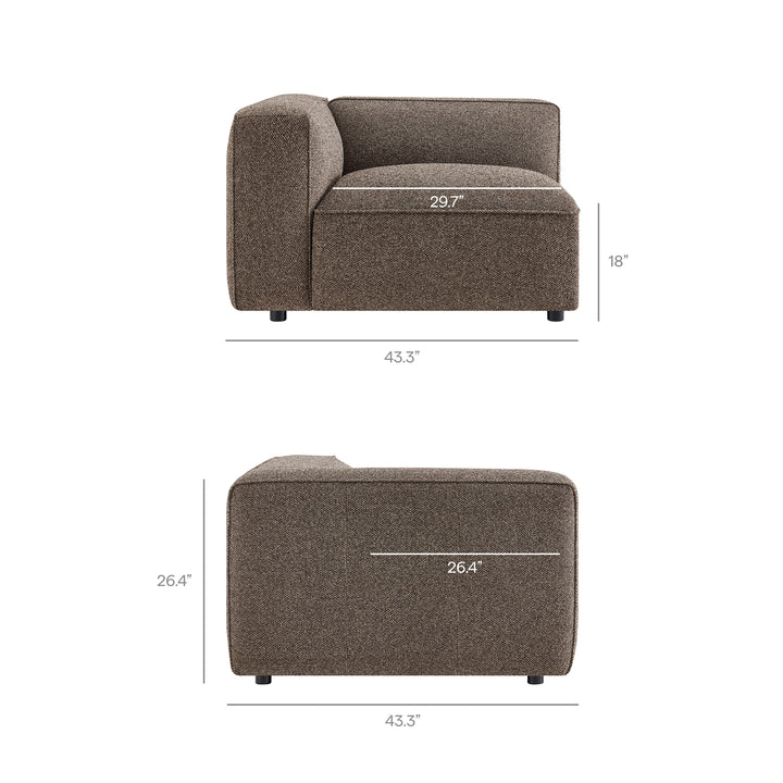 Auren 5 Piece Lattice Bouclé Upholstered Modular Corner Sectional in Earth