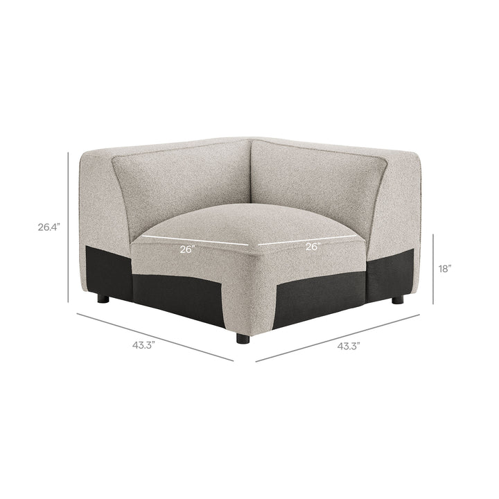 Auren 5 Piece Lattice Bouclé Upholstered Modular Corner Sectional in Fog