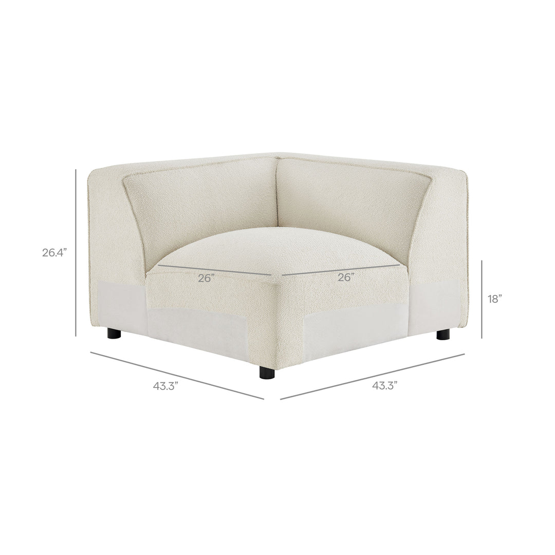 Auren 5 Piece Lattice Bouclé Upholstered Modular Corner Sectional in Cream