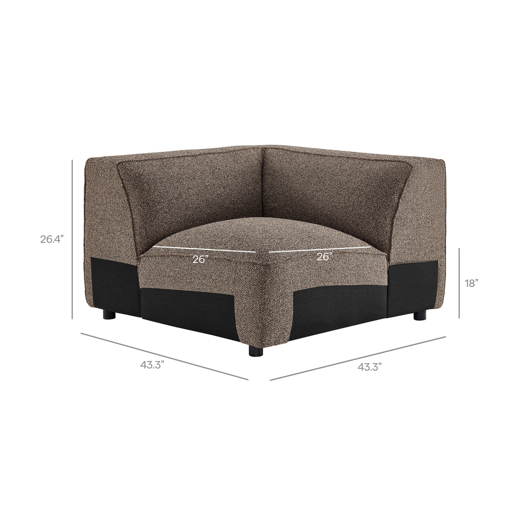 Auren 5 Piece Lattice Bouclé Upholstered Modular Corner Sectional in Earth