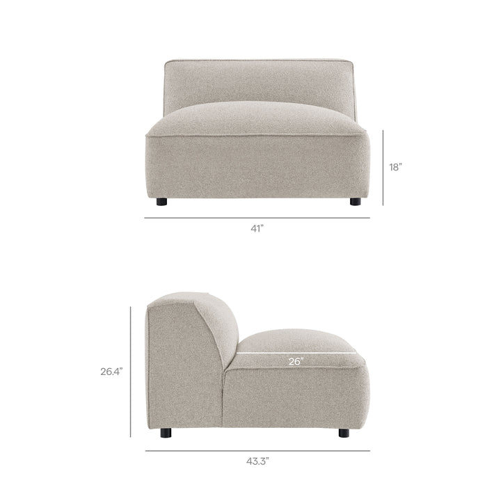 Auren 5 Piece Lattice Bouclé Upholstered Modular Corner Sectional in Fog