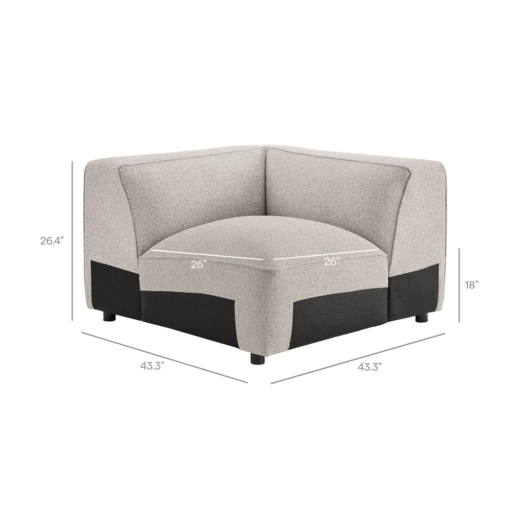 Auren 5 Piece Lattice Bouclé Upholstered Modular Corner Sectional in Fog