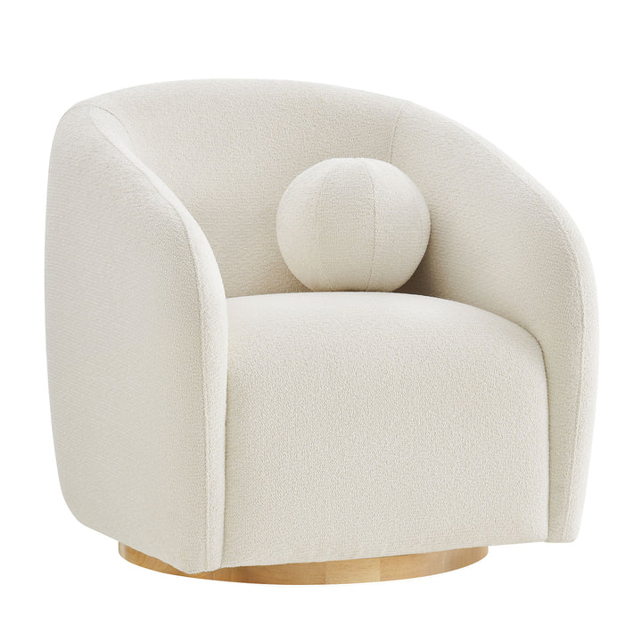 Holland Swivel Chenille Fabric Armchair in Cream