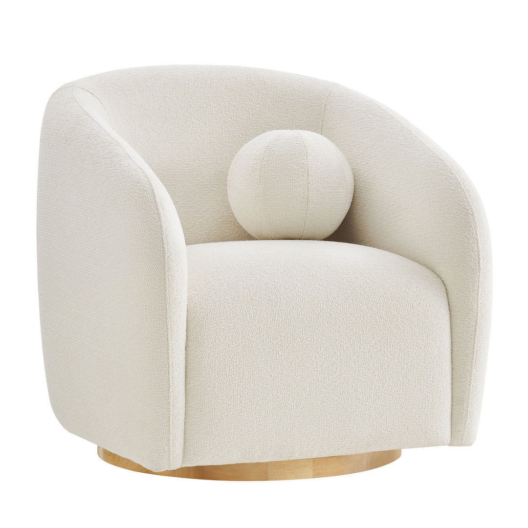 Holland Swivel Chenille Fabric Armchair in Cream