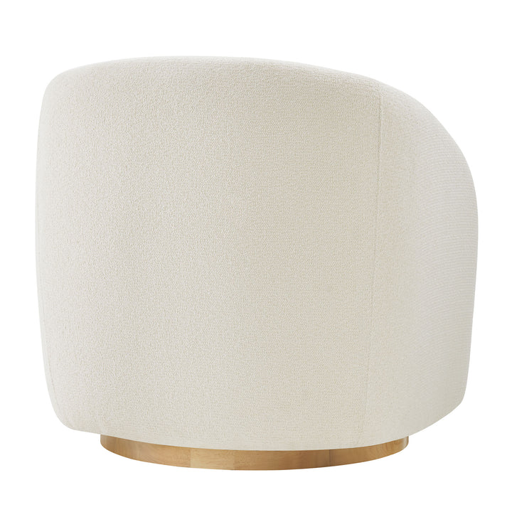 Holland Swivel Chenille Fabric Armchair in Cream