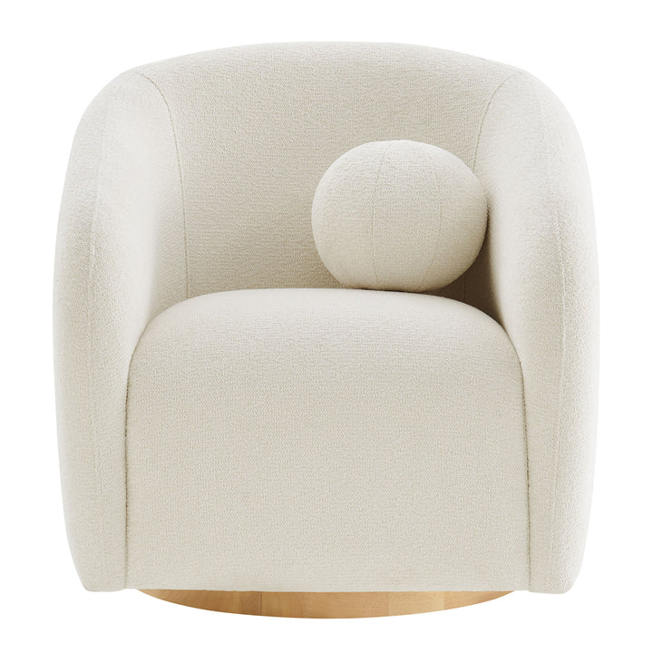 Holland Swivel Chenille Fabric Armchair in Cream