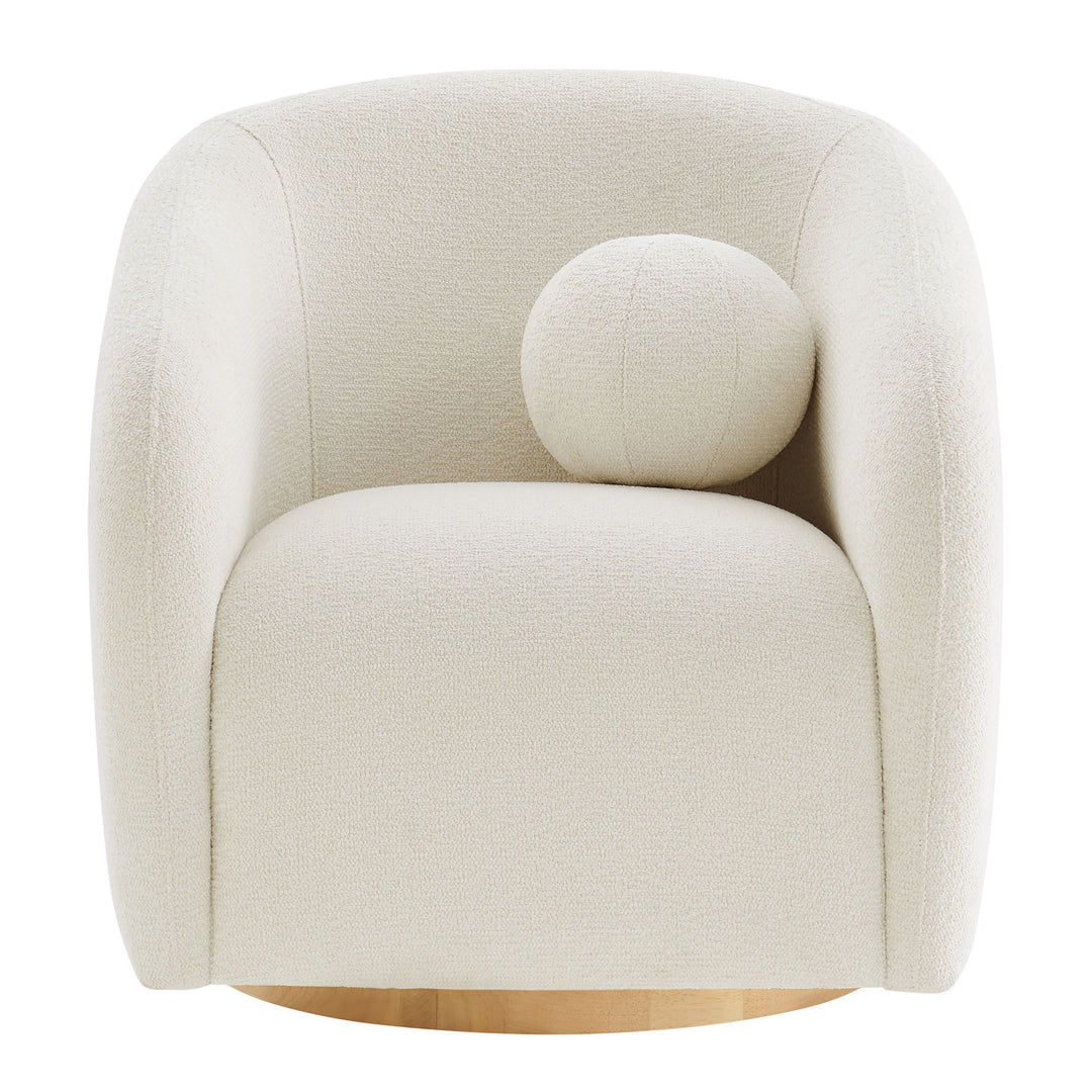 Holland Swivel Chenille Fabric Armchair in Cream