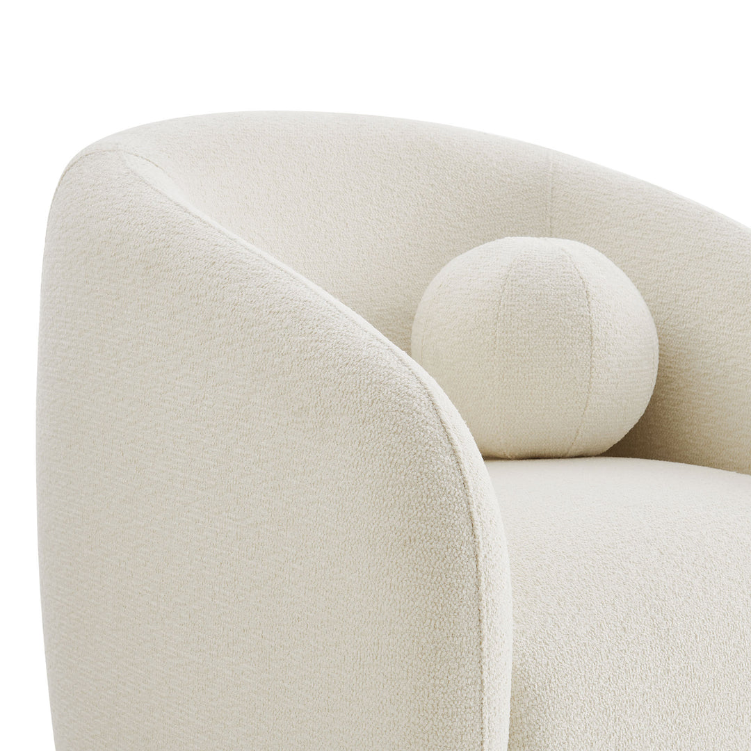 Holland Swivel Chenille Fabric Armchair in Cream