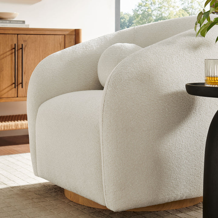 Holland Swivel Chenille Fabric Armchair in Cream