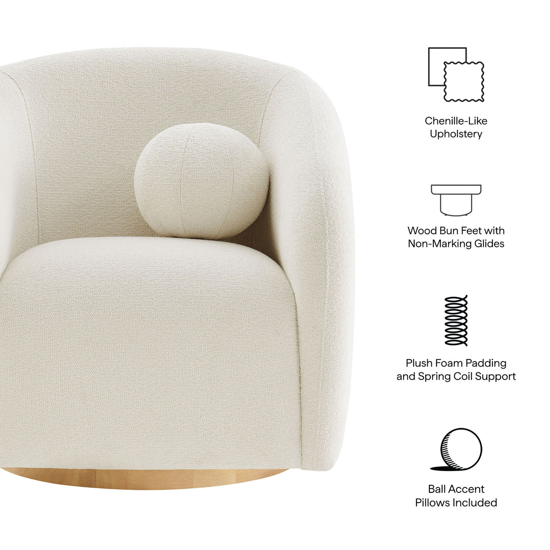 Holland Swivel Chenille Fabric Armchair in Cream