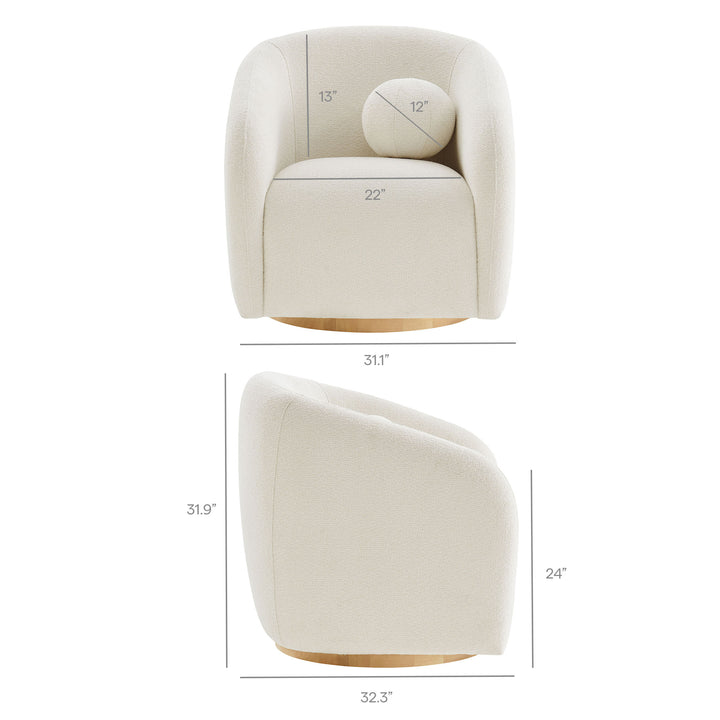 Holland Swivel Chenille Fabric Armchair in Cream
