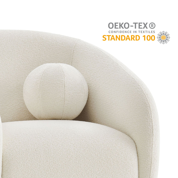 Holland Swivel Chenille Fabric Armchair in Cream