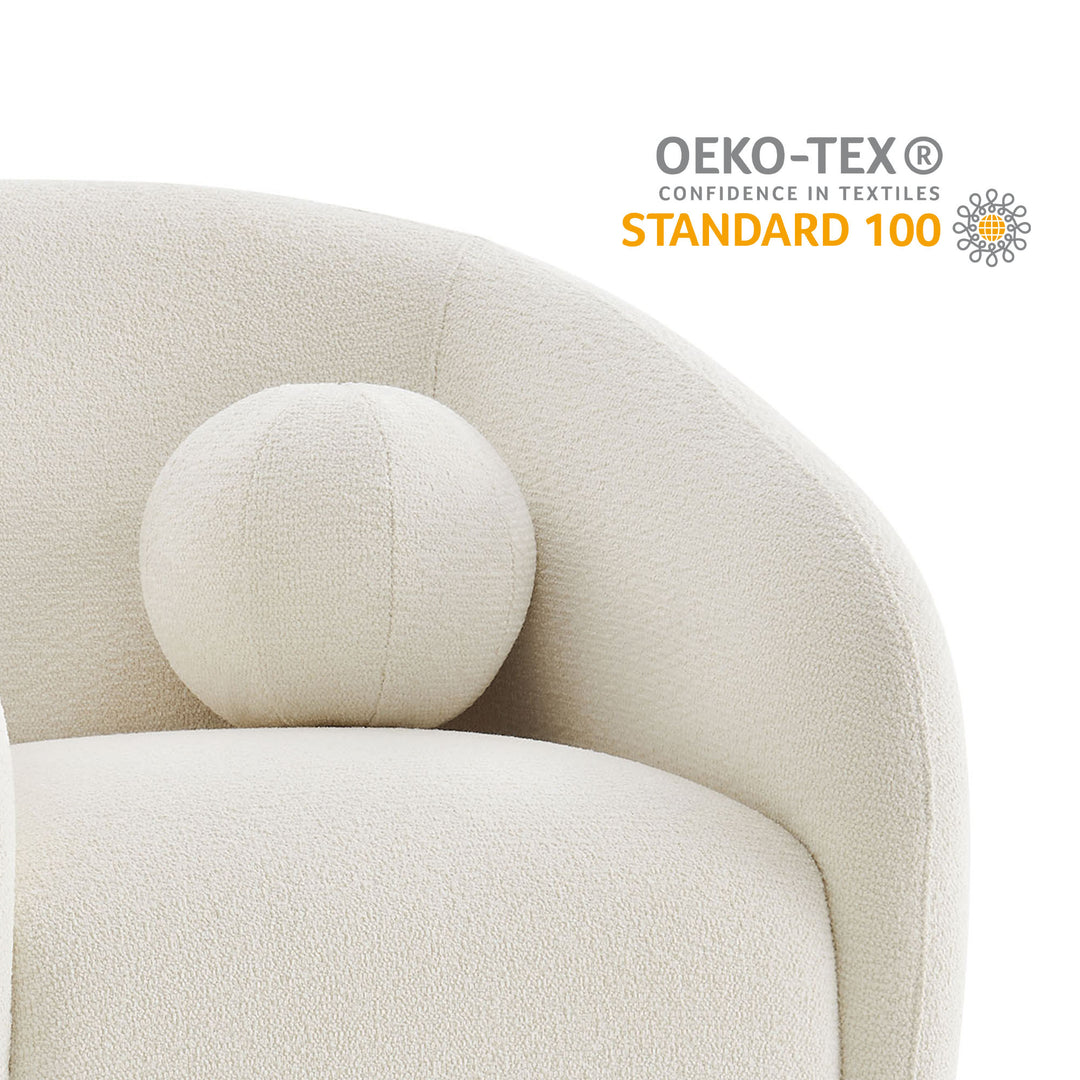 Holland Swivel Chenille Fabric Armchair in Cream