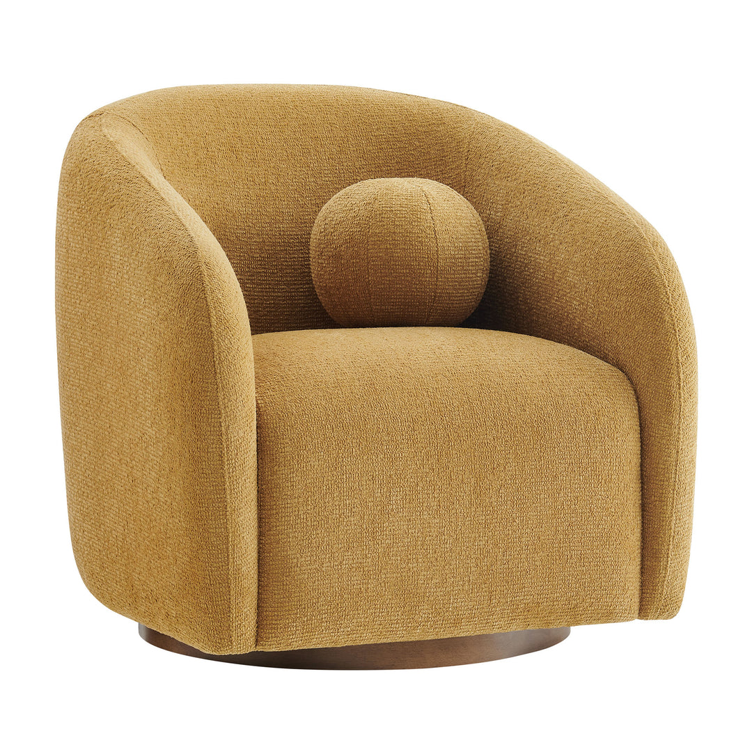 Holland Swivel Chenille Fabric Armchair in Mustard