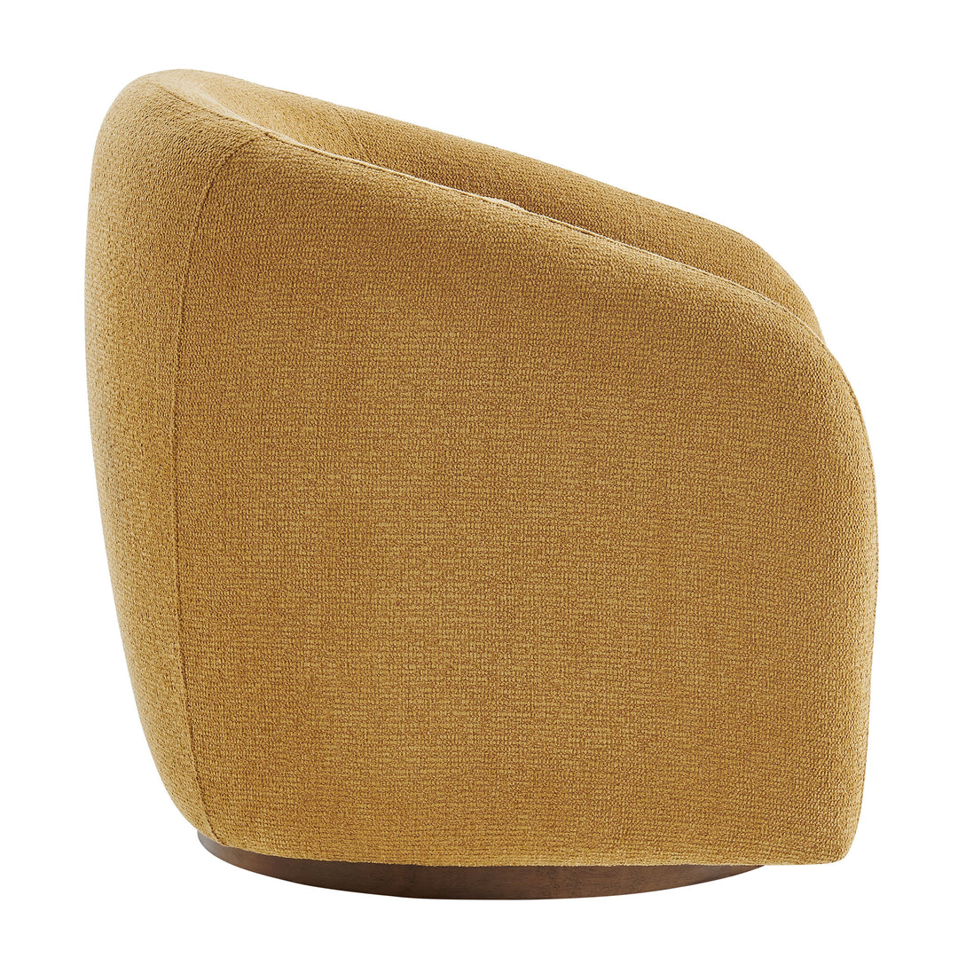 Holland Swivel Chenille Fabric Armchair in Mustard