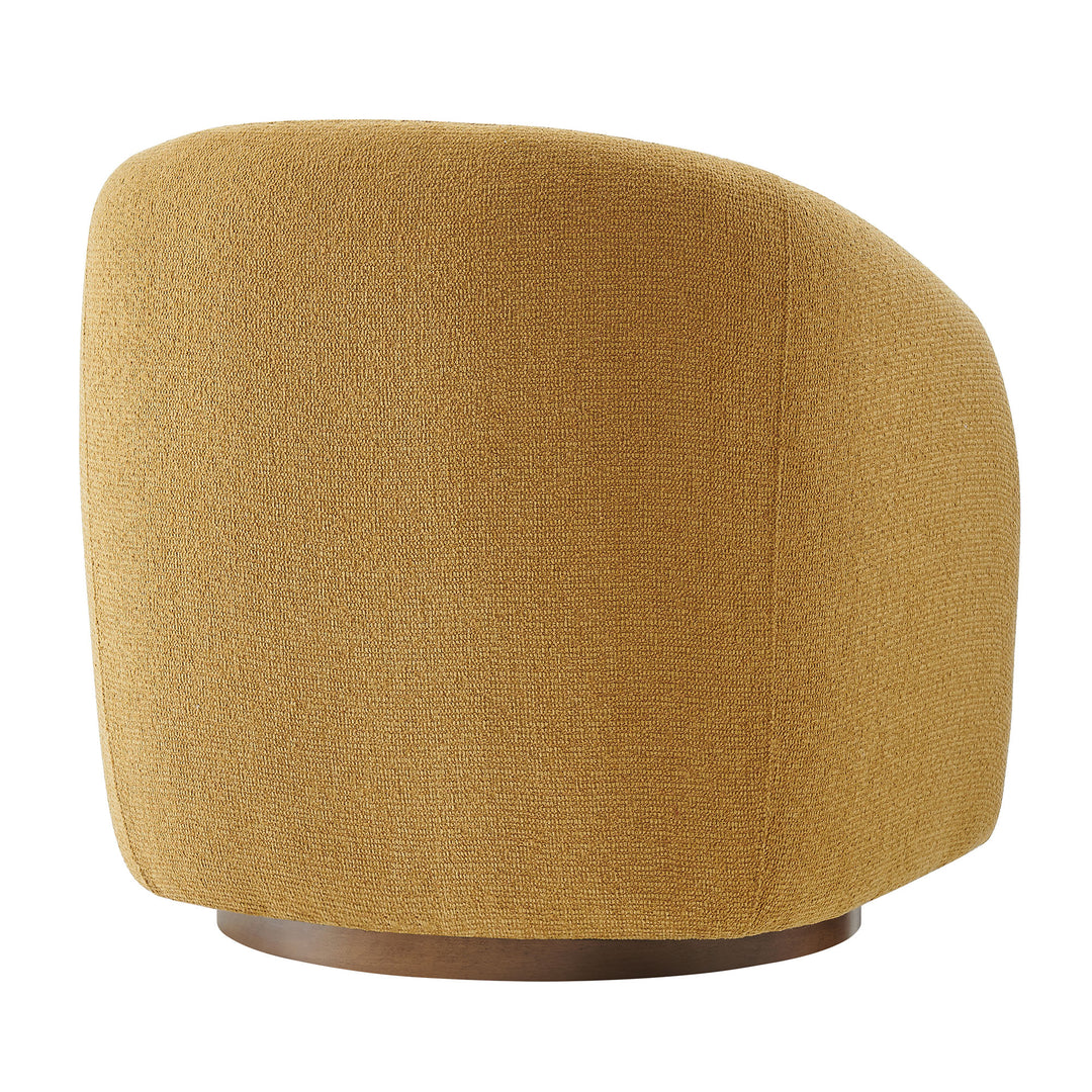 Holland Swivel Chenille Fabric Armchair in Mustard