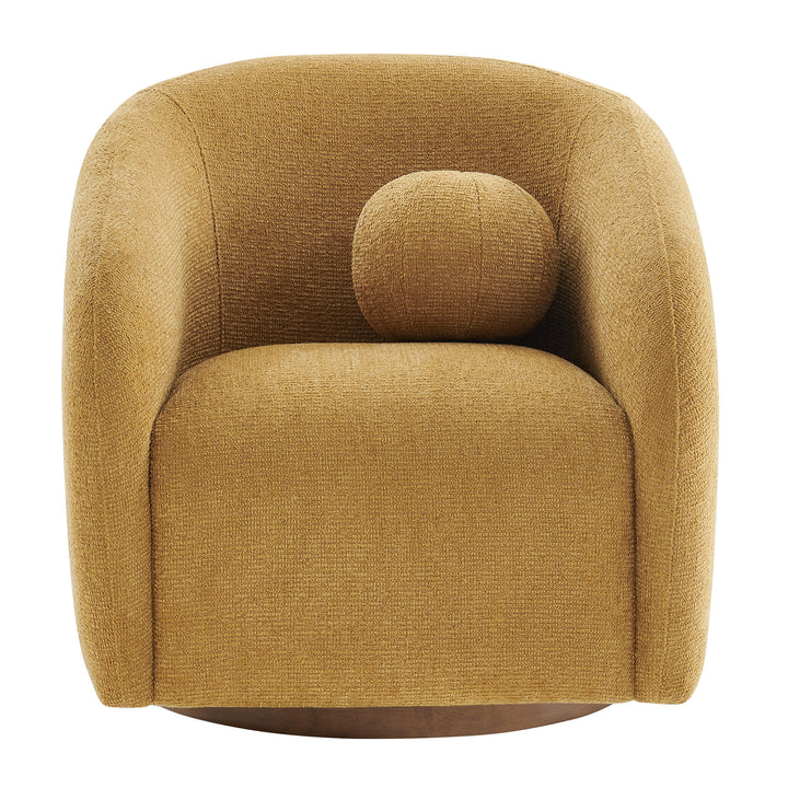 Holland Swivel Chenille Fabric Armchair in Mustard