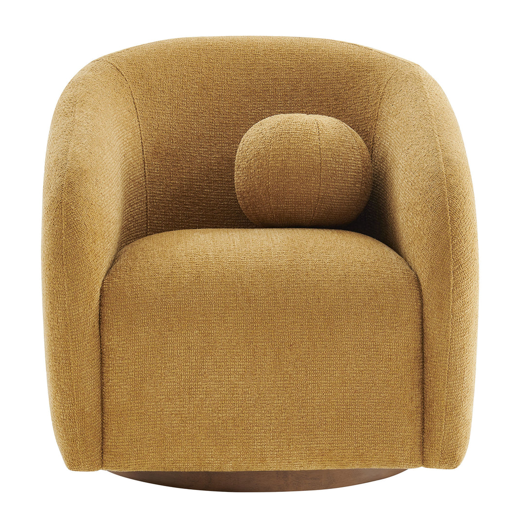 Holland Swivel Chenille Fabric Armchair in Mustard