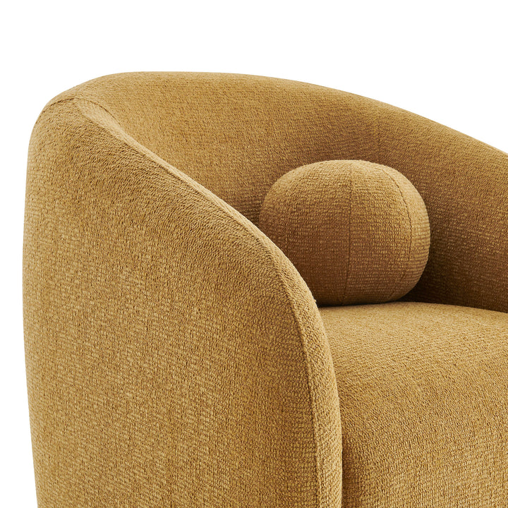 Holland Swivel Chenille Fabric Armchair in Mustard