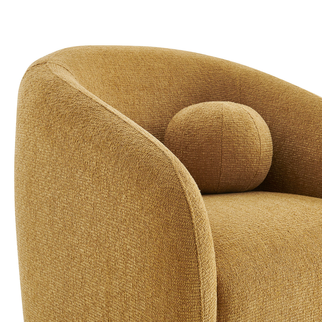 Holland Swivel Chenille Fabric Armchair in Mustard