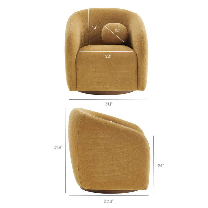 Holland Swivel Chenille Fabric Armchair in Mustard