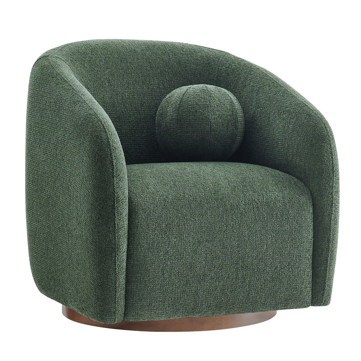 Holland Swivel Chenille Fabric Armchair in Pine