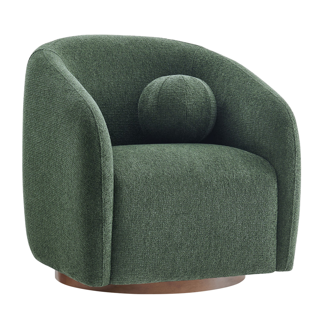 Holland Swivel Chenille Fabric Armchair in Pine
