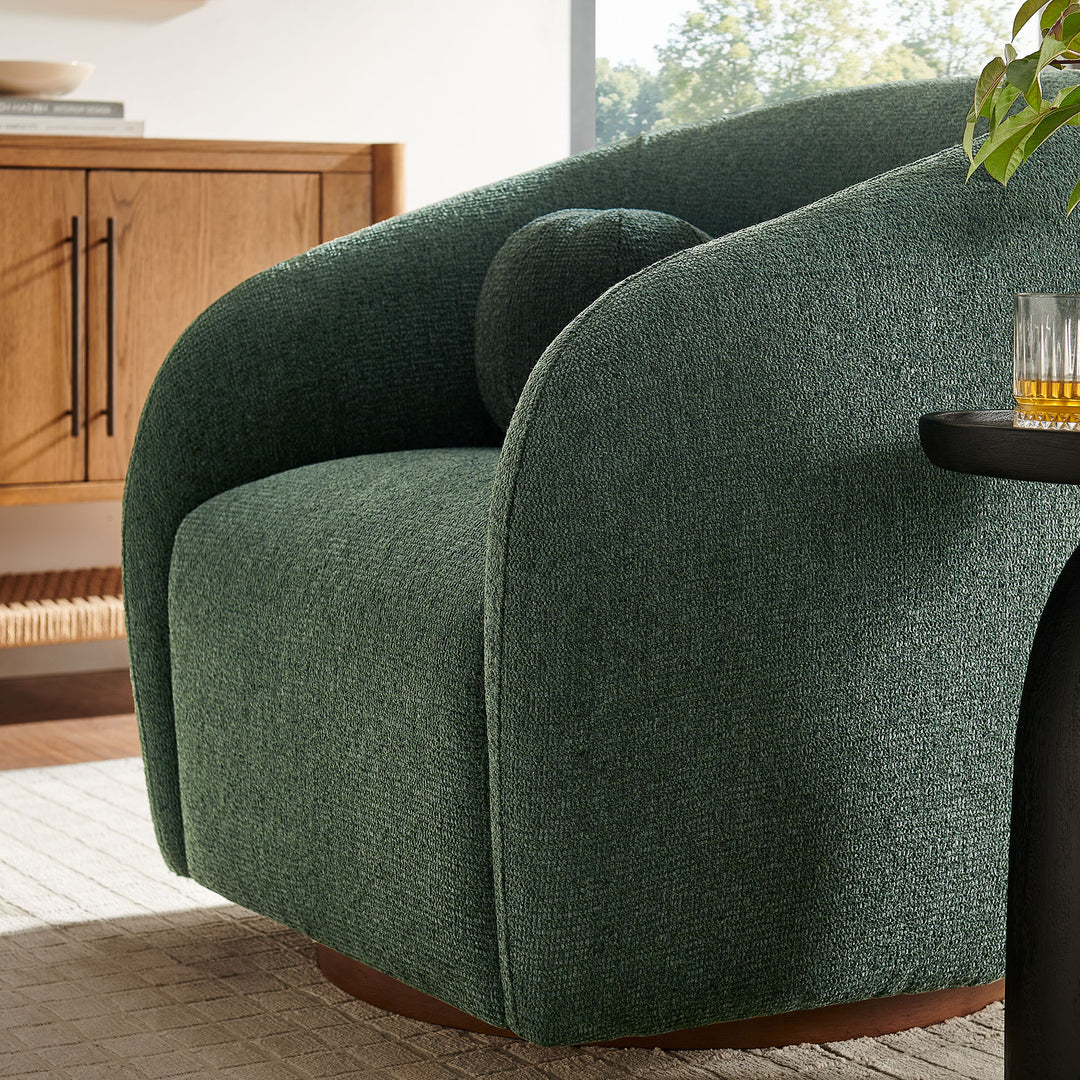 Holland Swivel Chenille Fabric Armchair in Pine