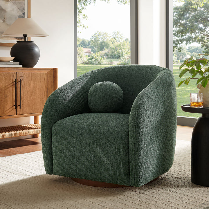 Holland Swivel Chenille Fabric Armchair in Pine