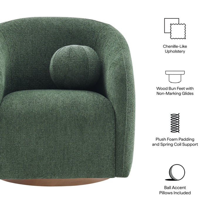 Holland Swivel Chenille Fabric Armchair in Pine
