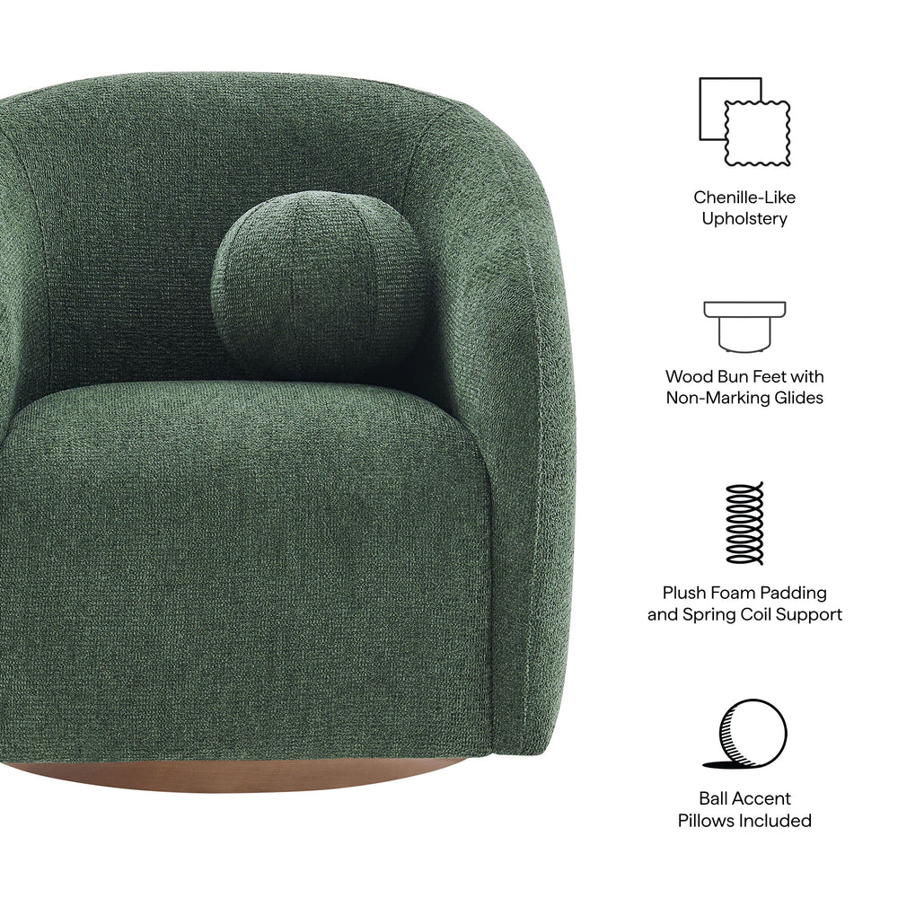 Holland Swivel Chenille Fabric Armchair in Pine