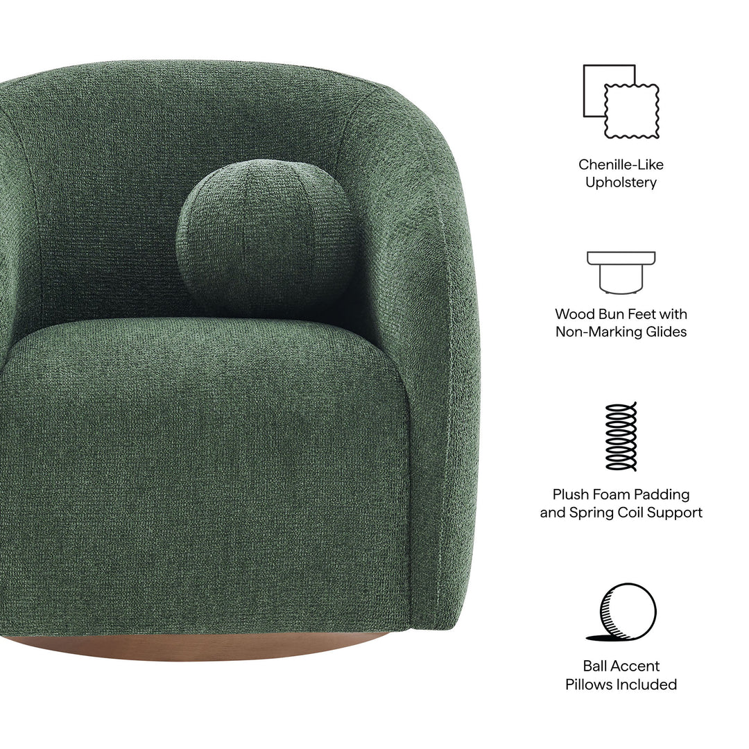Holland Swivel Chenille Fabric Armchair in Pine