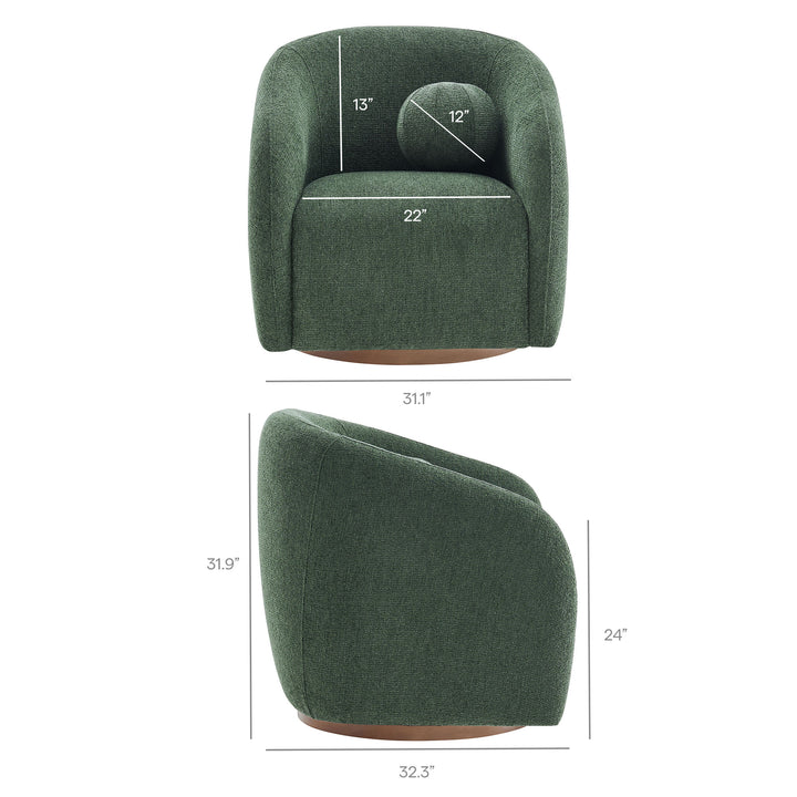 Holland Swivel Chenille Fabric Armchair in Pine