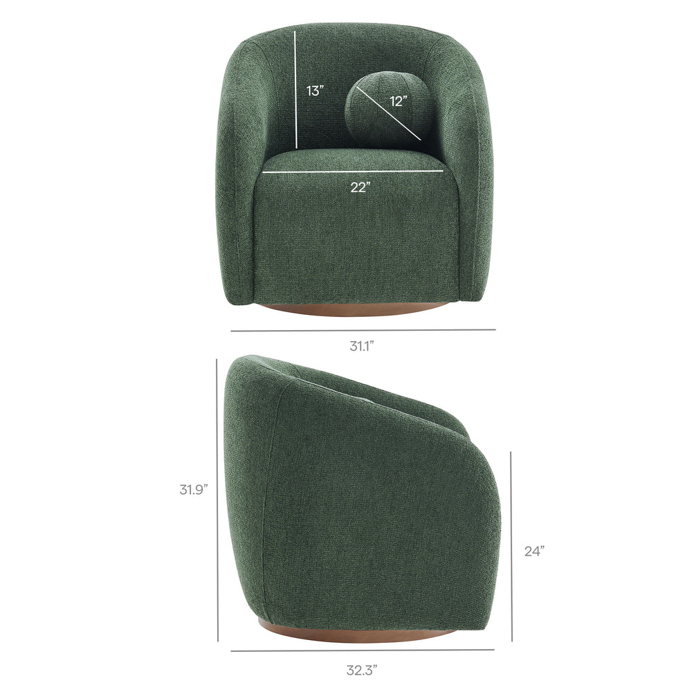 Holland Swivel Chenille Fabric Armchair in Pine