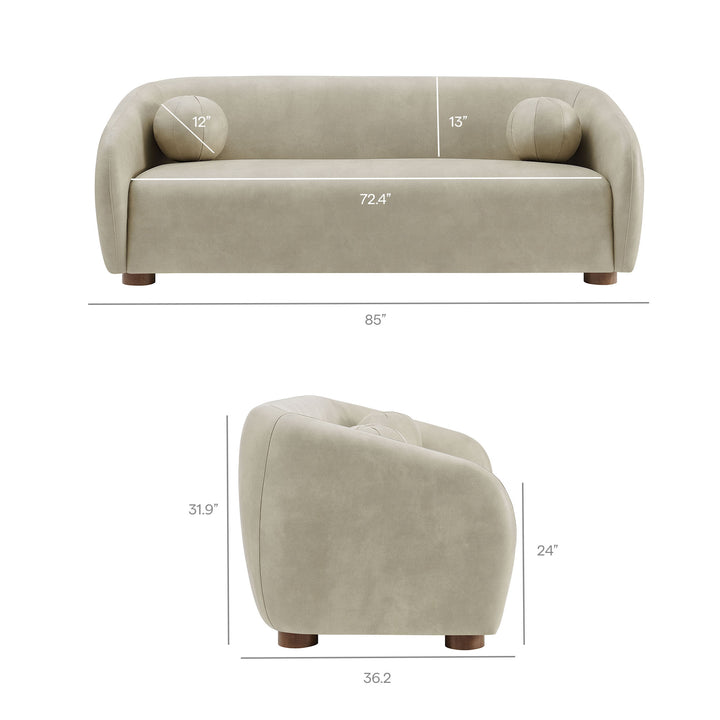Holland 85" Vegan Leather Sofa in Mineral