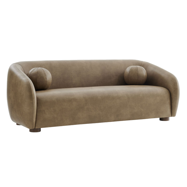 Holland 85" Vegan Leather Sofa in Mushroom