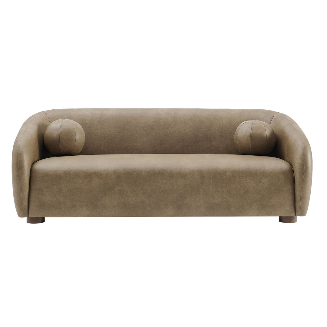 Holland 85" Vegan Leather Sofa in Mushroom