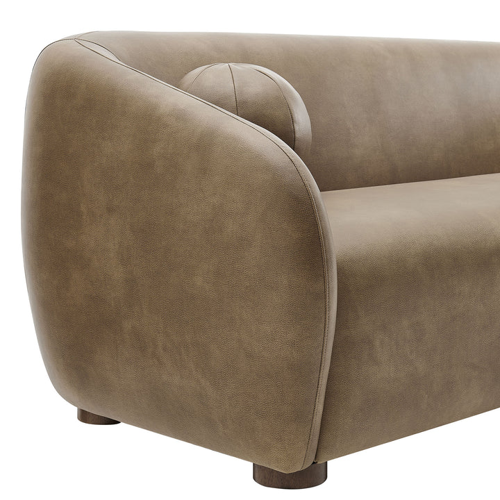 Holland 85" Vegan Leather Sofa in Mushroom