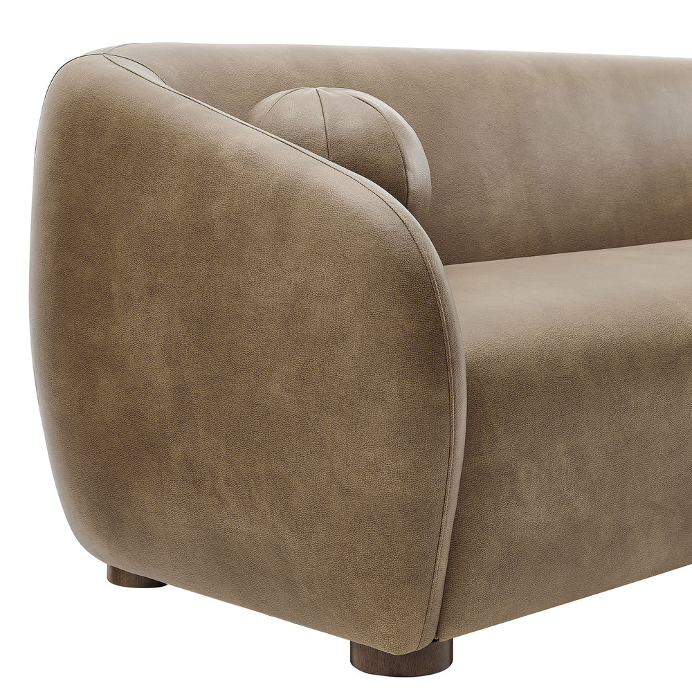 Holland 85" Vegan Leather Sofa in Mushroom