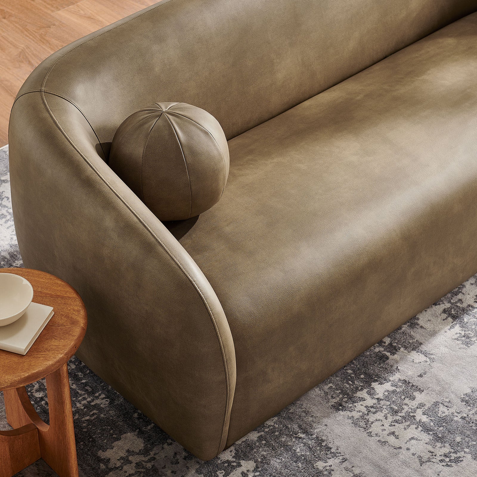 Holland 85" Vegan Leather Sofa in Mushroom