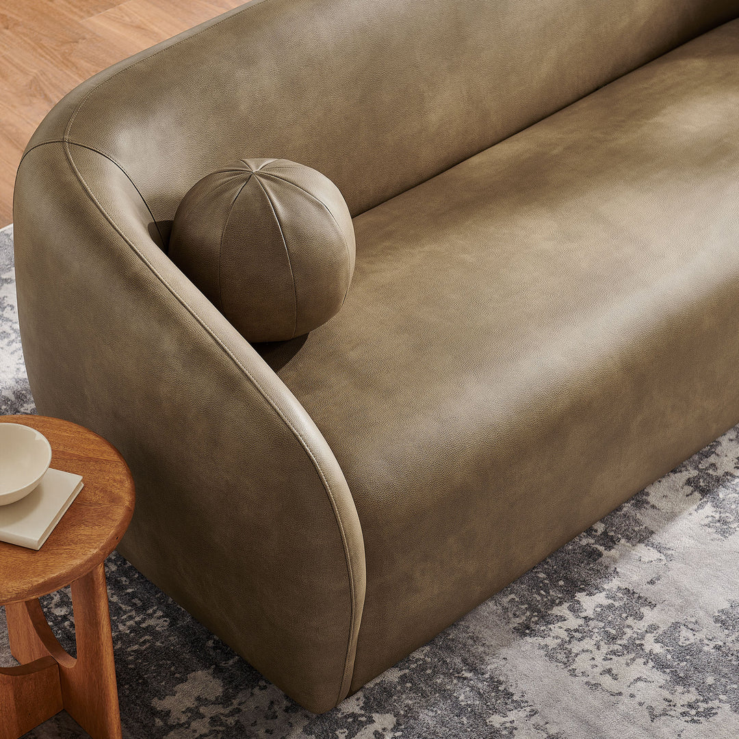 Holland 85" Vegan Leather Sofa in Mushroom